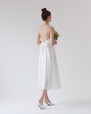 新款甜美修身蝴蝶结醋酸小吊带裙