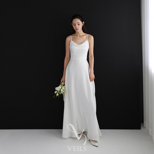 Veils简约白色修身吊带晚礼服