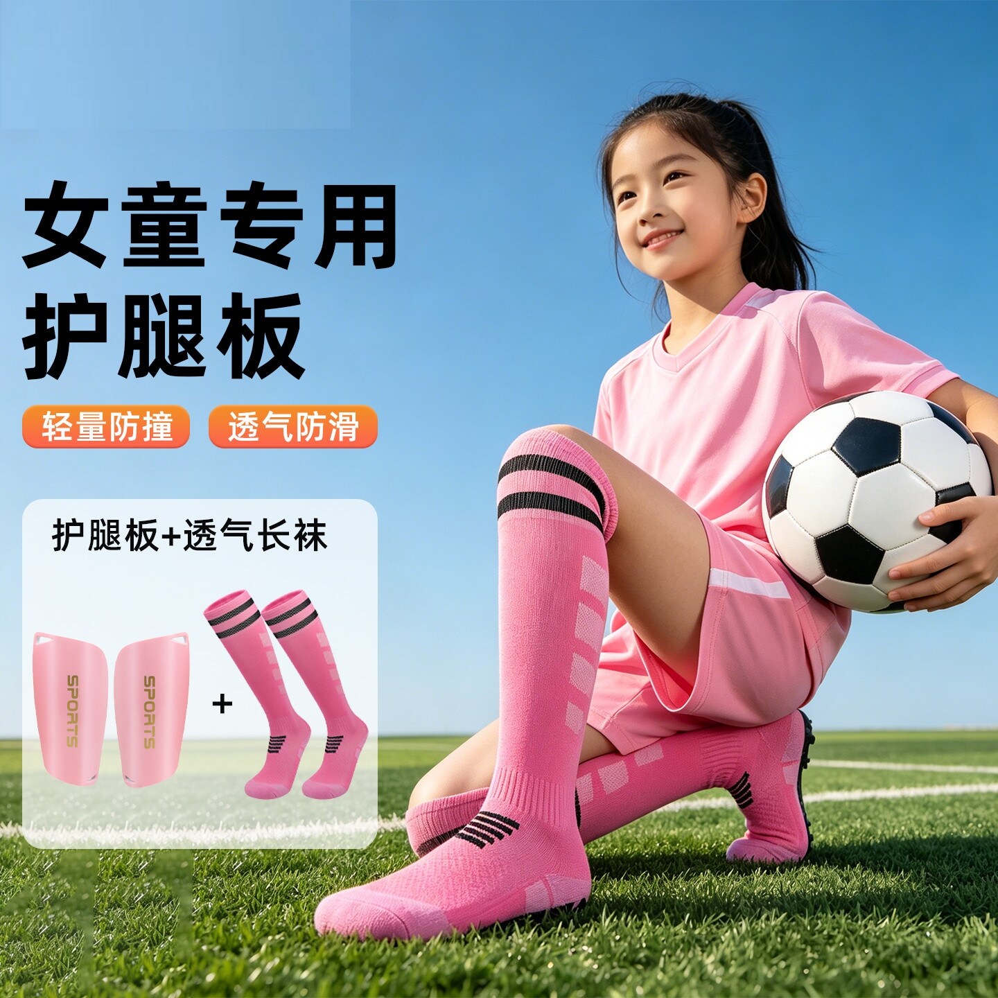 儿童足球女童专用护腿板护板小学生青少年袜套足球袜碳纤维护脚板