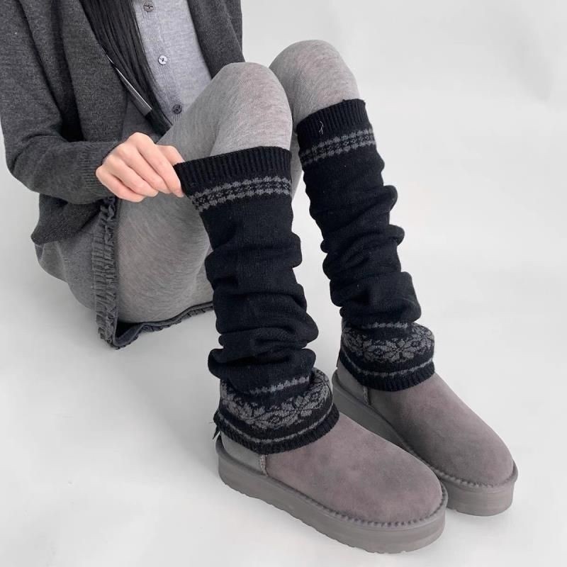 复古费尔岛堆堆袜套秋冬保暖配雪地靴打底裤羊绒加厚灰色小腿套女,女士内衣/男士内衣/家居服,长筒袜,淘宝优惠券,粉丝福利购,淘宝优惠卷