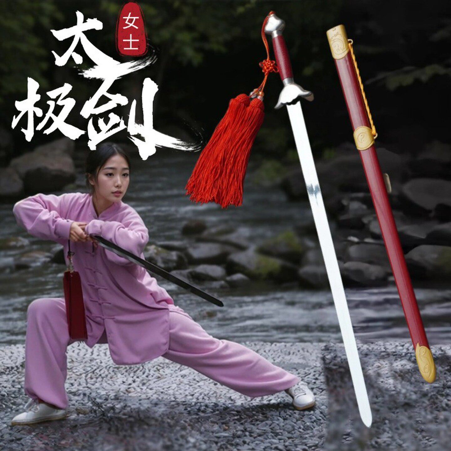 太极剑武术表演剑舞蹈软剑未开刃女晨练宝剑男古风道具儿童半硬响