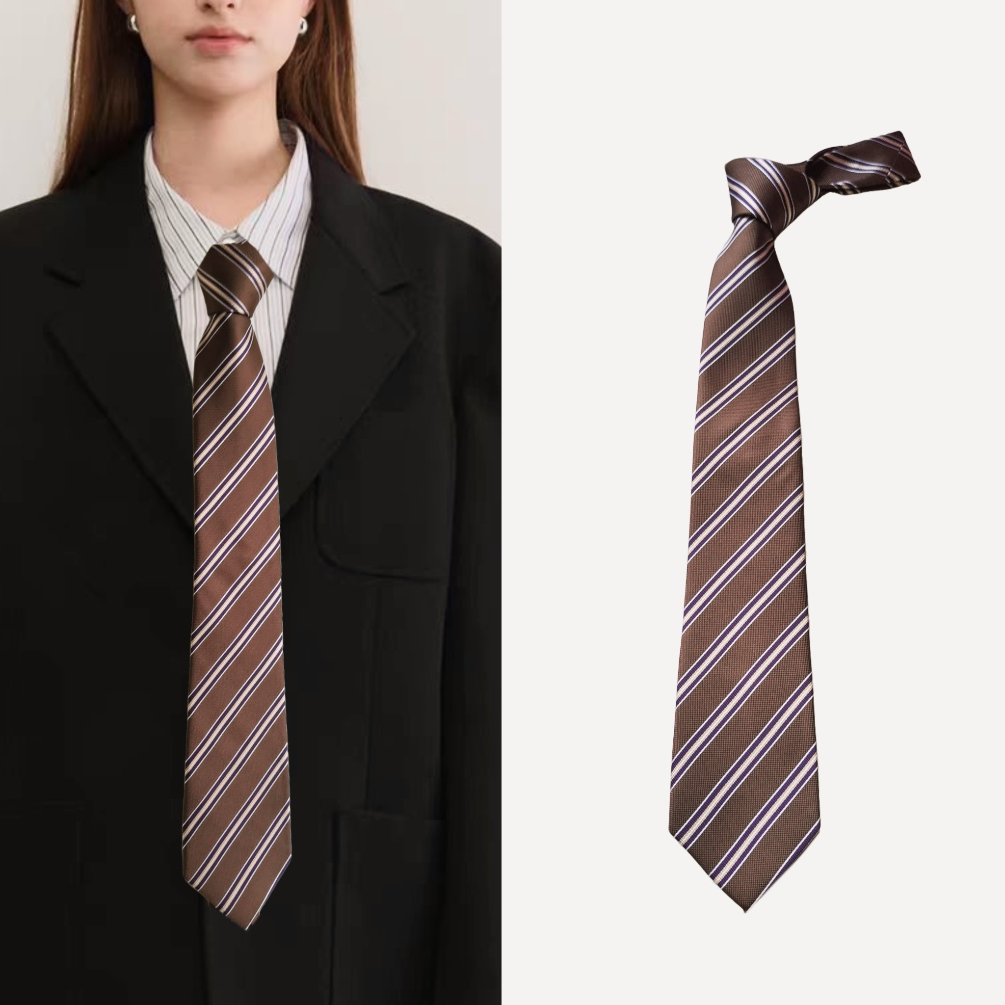 杂志风时髦条纹印花领带8公分手打高智感中性风格男女通用帅气,服饰配件/皮带/帽子/围巾,领带,淘宝优惠券,粉丝福利购,淘宝优惠卷