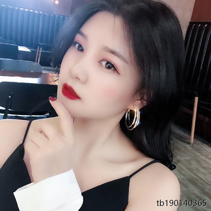 S925银针圆圈耳环女韩国