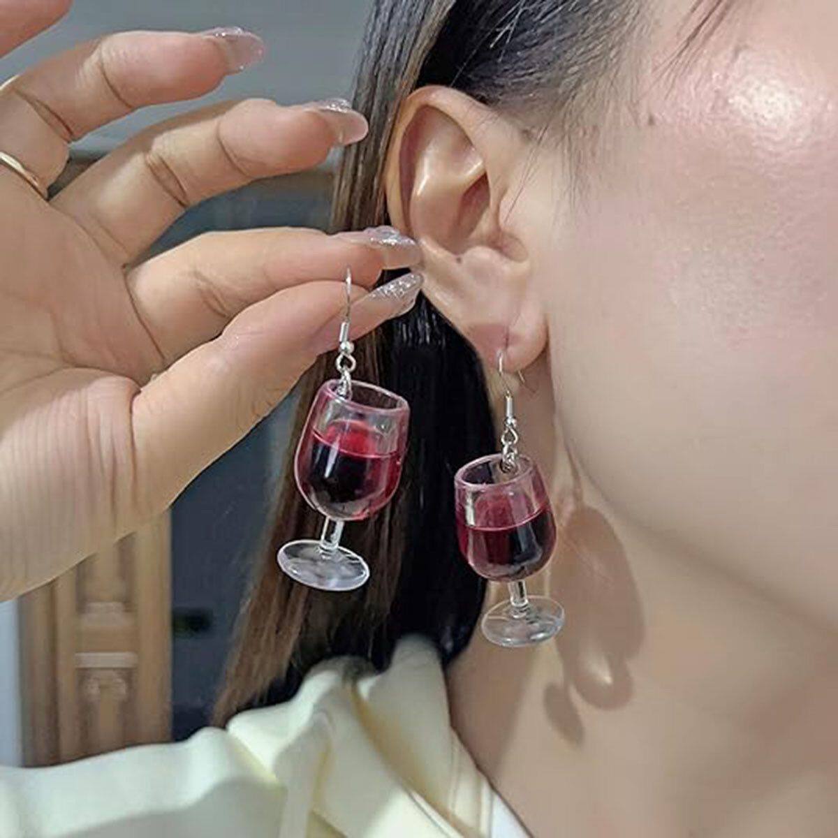 2025街拍迷你性感杯子耳环个性创意红酒杯耳环耳饰洋气高级感耳钩