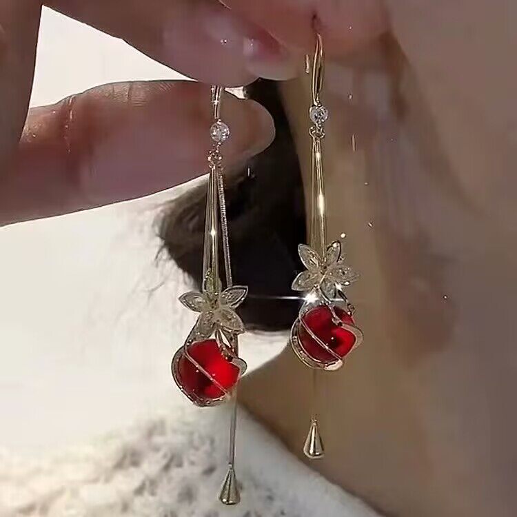 2025爆款耳环花开富贵个性独特设计显白显瘦耳饰超仙长款流苏耳坠