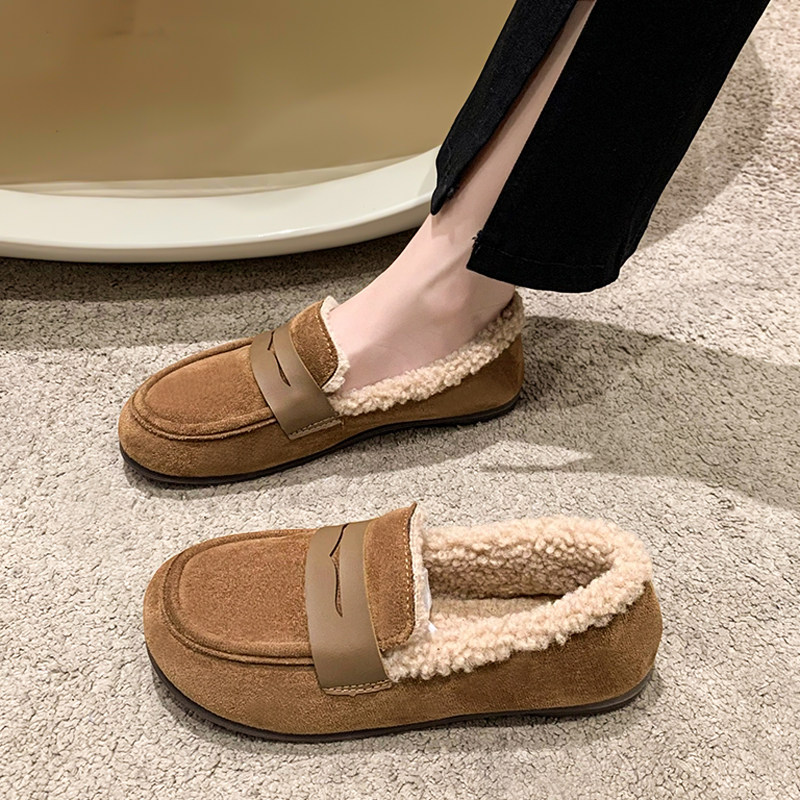 豆豆鞋女冬季加绒加厚2025新款毛毛鞋大码一脚蹬孕妇外穿乐福棉鞋,女鞋,乐福鞋（豆豆鞋）,淘宝优惠券,粉丝福利购,淘宝优惠卷