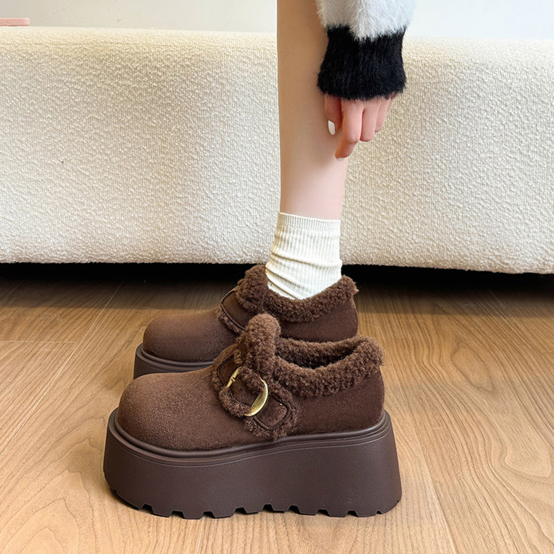 厚底雪地靴女款2025冬季小个子复古美拉德加绒勃肯乐福鞋保暖棉鞋,女鞋,时尚雪地靴,淘宝优惠券,粉丝福利购,淘宝优惠卷