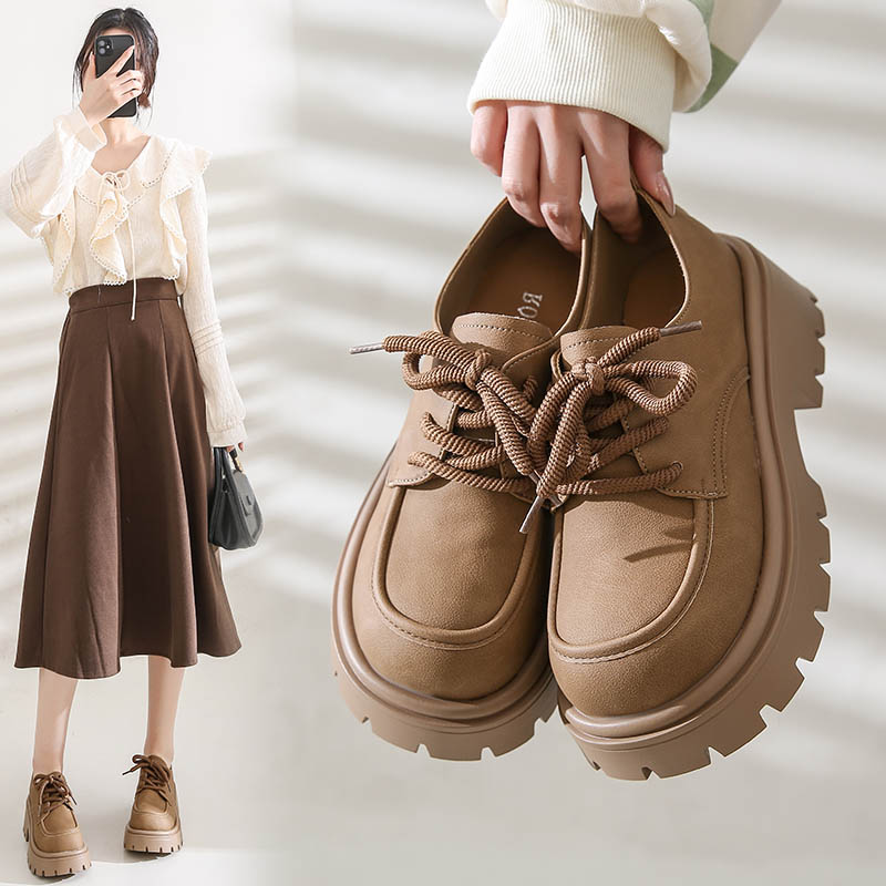 配裙子小皮鞋女厚底英伦风乐福鞋