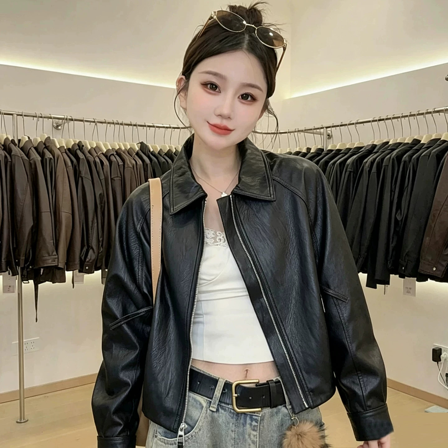 2026秋新款机车风皮衣短夹克女