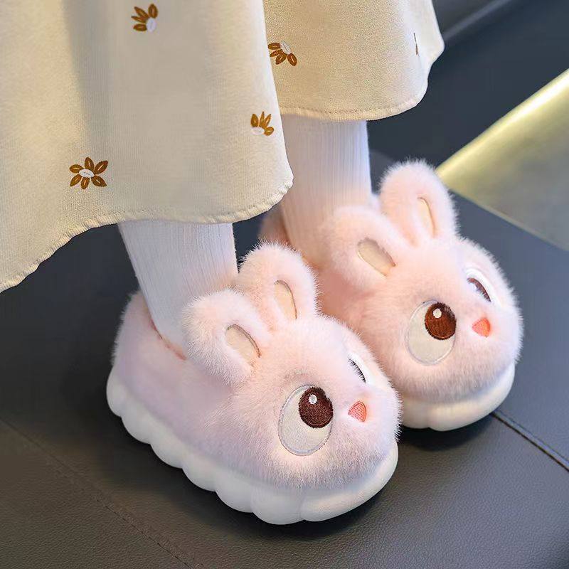 兔子儿童棉拖鞋冬季男女童亲子可爱卡通包跟防滑室内宝宝