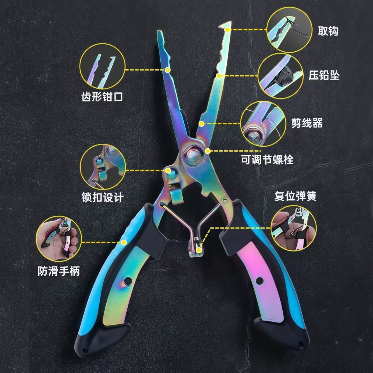 钓鱼用品装备多功能路亚钳控鱼器全套开环绑线摘钩钓鱼钳子二合一