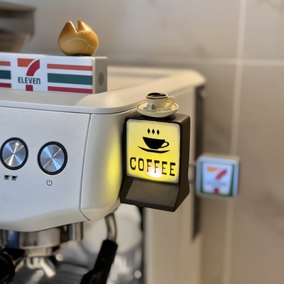 咖啡角摆件磁吸咖啡机冰箱贴创意711便利店展示牌迷你灯牌氛围感