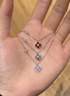 925纯银四叶草项链锁骨链