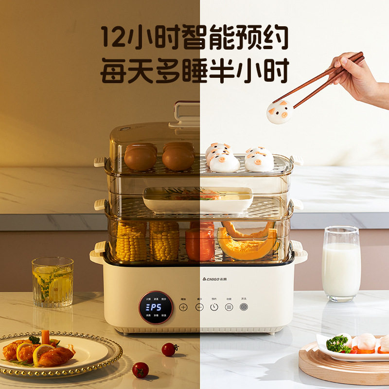 志高家用煮蛋器大容量多功能预约电蒸锅蒸鱼蒸包子煮蛋蒸煮早餐机