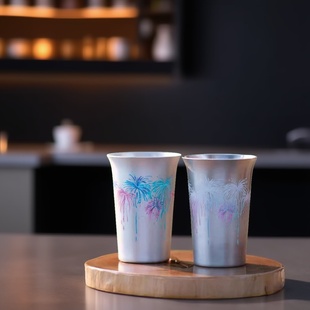 冷感变色 咖啡杯热浪变色 日本清酒杯冷感花火杯变色温变烟花杯