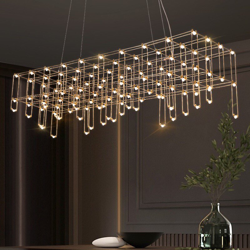 Lazy一字餐厅吊灯现代简约创意轻奢满天星萤火虫吧台前台灯饭厅灯