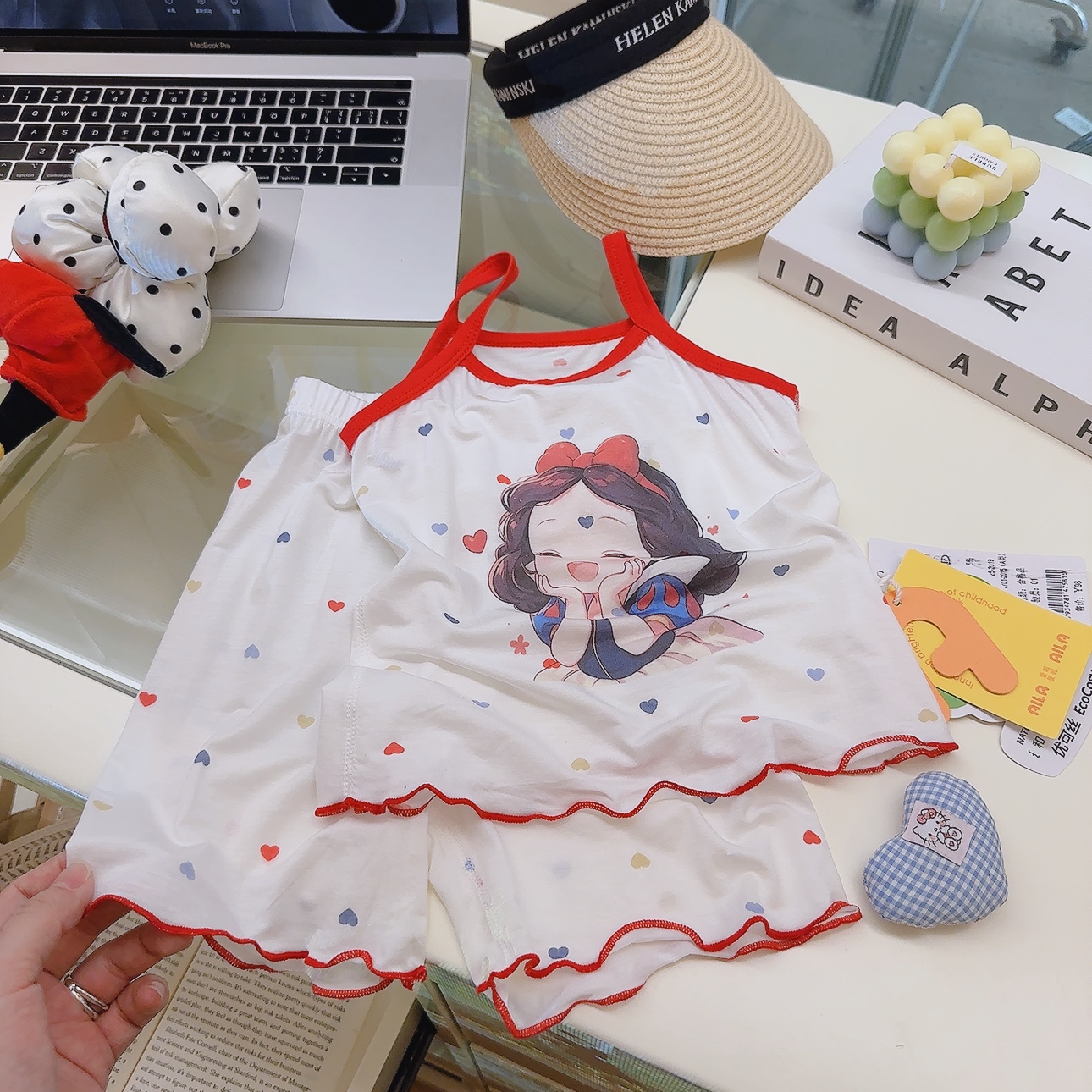 8263儿童夏季薄款凉感莫代尔女童木耳边吊带背心短裤套装家居服