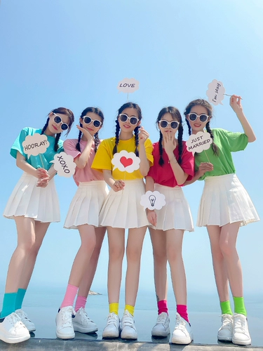 Красочная T -Frings Подруга Установка чистого хлопка.