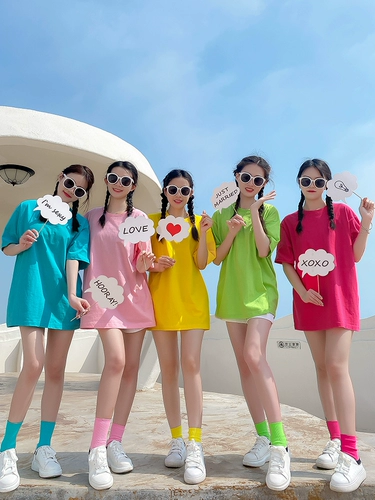 Красочная T -Frings Подруга Установка чистого хлопка.