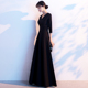 黑色晚礼服女宴会气质高端赫本风长裙主持人演出服轻奢小众高级感