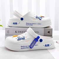 Мужские летние нескользящие туфли, дышащие пляжные слайдеры на платформе, 2024 года