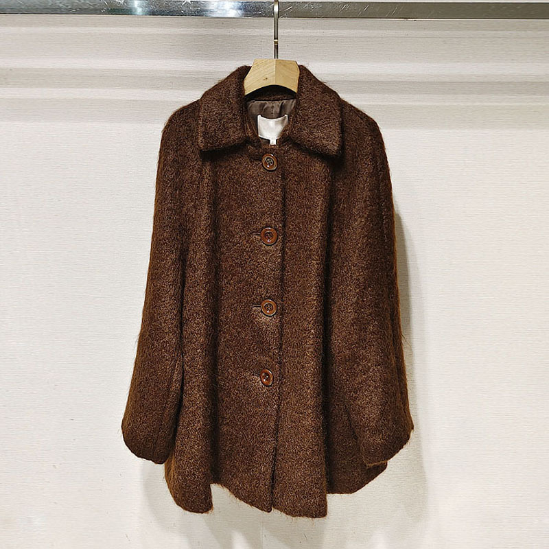 法式高级感25冬季女装XRJ7D01D减龄翻领单排扣中长款毛呢大衣外套