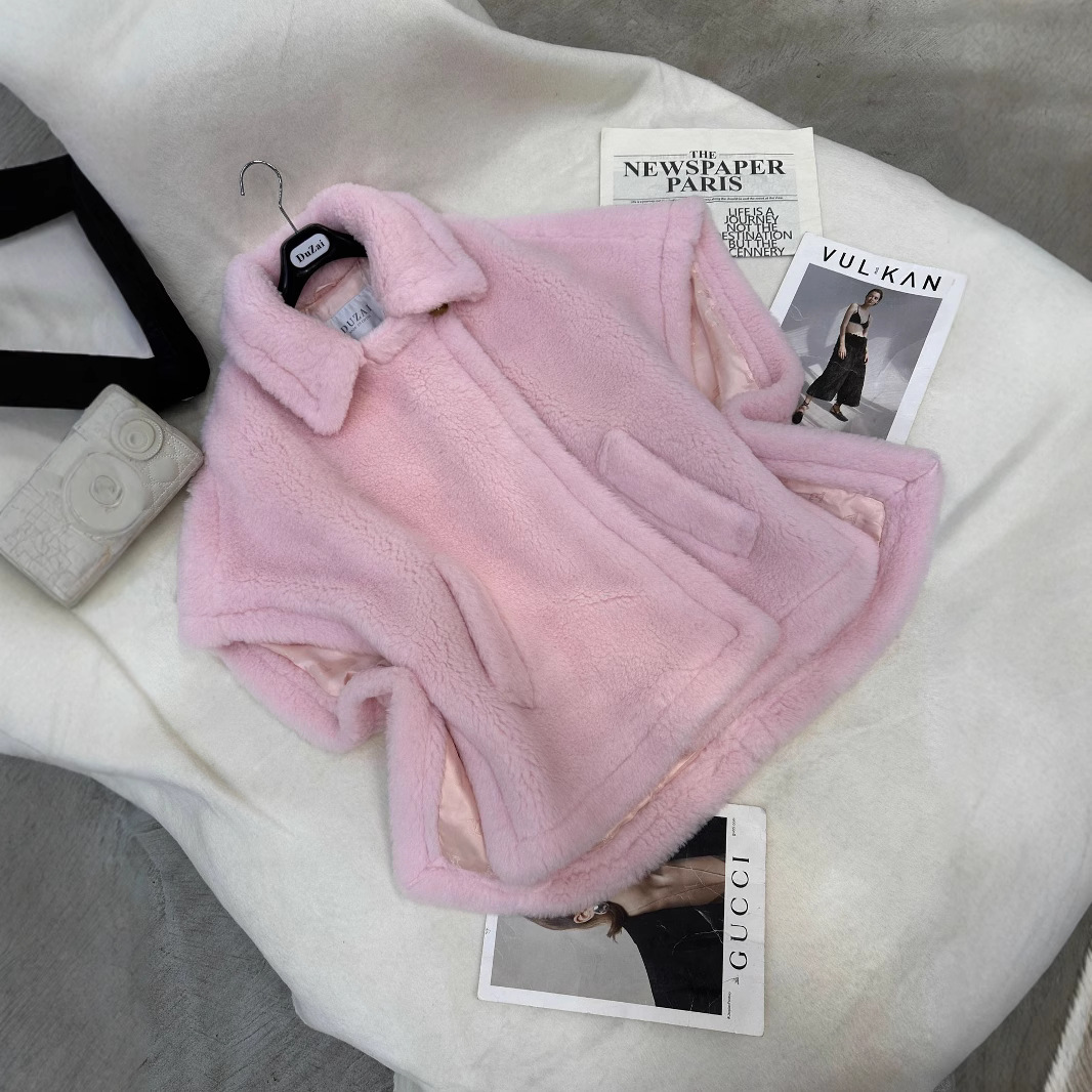 骆驼绒毛韩版加厚披风斗篷马甲大衣外套2025新款冬季外套女