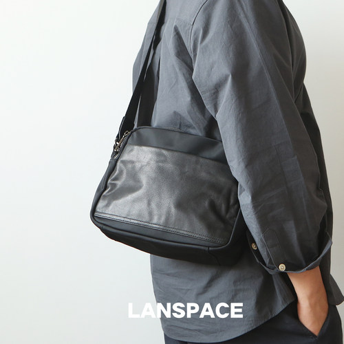 lanspace尼龙配皮单肩包休闲尼龙