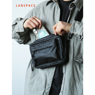 LANSPACE男式 布包防水男包手机包 尼龙单肩包轻便斜挎包简洁时尚