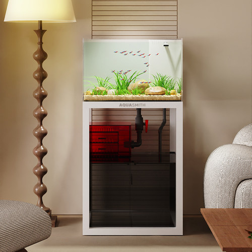 老渔匠超白玻璃鱼缸不锈钢底滤