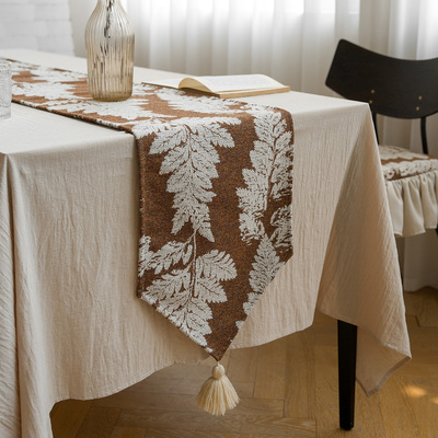 秋韵提花桌旗布艺流苏长条形电视柜桌布防尘防水鞋柜盖巾盖布餐桌