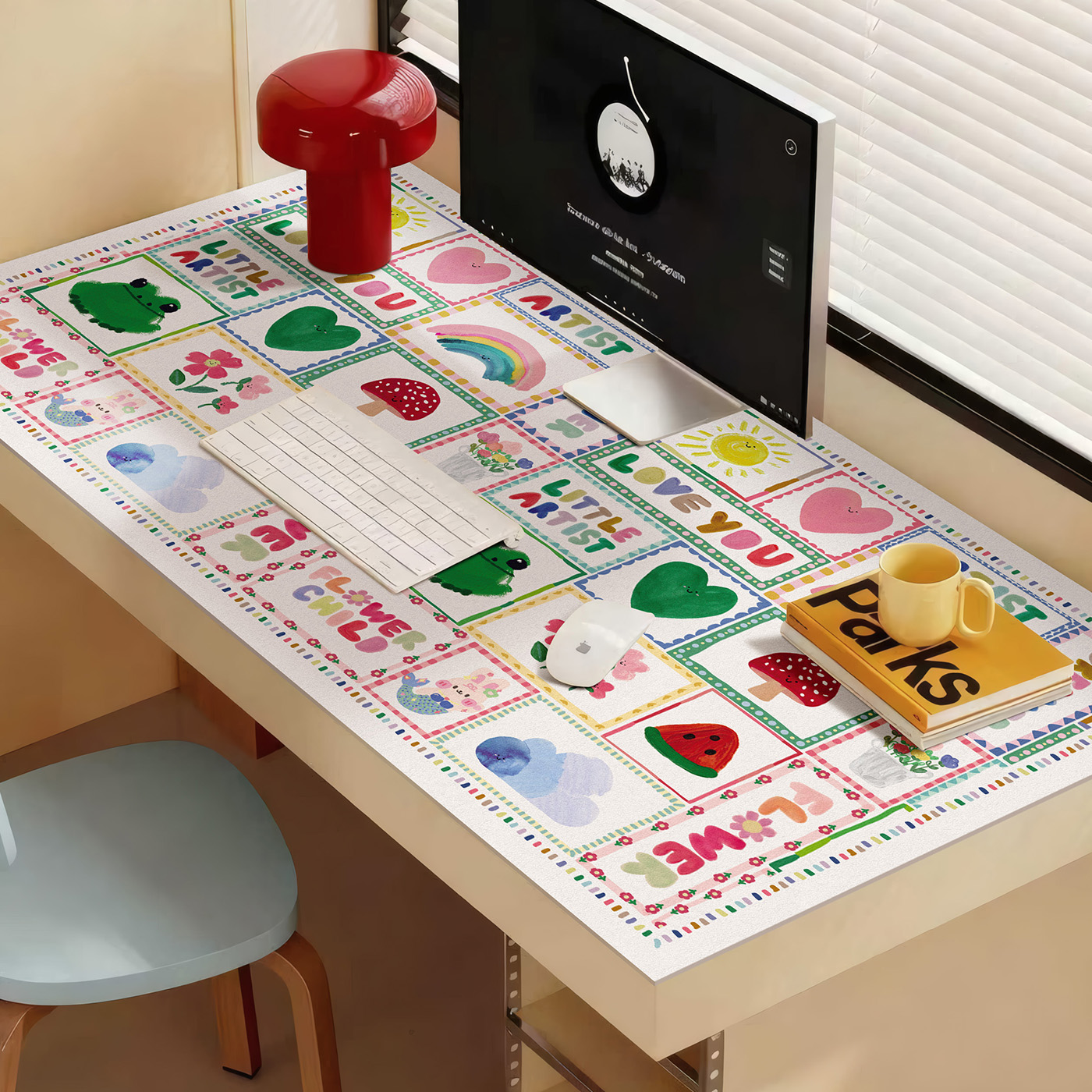 彩绘拼图皮革书桌垫防水防油免洗客厅茶几垫定制餐桌垫pvc可裁剪