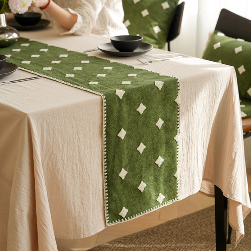 星星森林轻奢桌旗卧室床旗餐桌中间长条桌布复古茶室绒布茶旗家用
