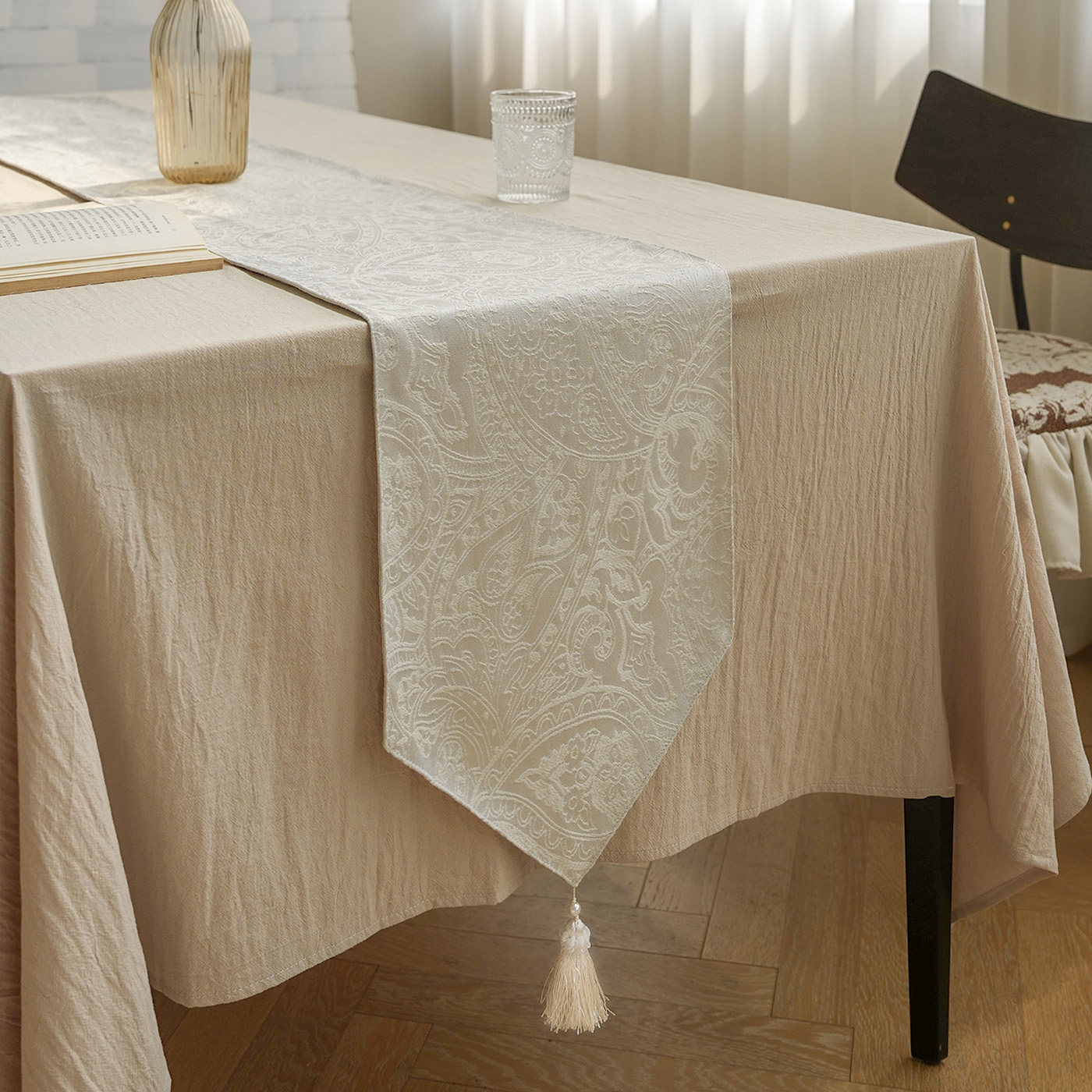 莉娜刺绣桌旗布艺流苏长条形电视柜桌布防尘防水鞋柜盖巾盖布餐桌,居家布艺,桌旗,淘宝优惠券,粉丝福利购,淘宝优惠卷