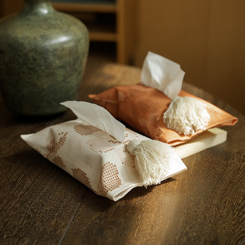 橘染精梳棉麻纸巾盒2026新款布艺抽纸盒家用客厅车载纸巾套高档