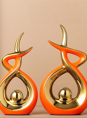 轻奢风生水起摆件客厅玄关电视柜酒柜装饰品乔迁新居礼品客厅摆件