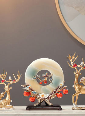 柿子摆件客厅电视柜酒柜玄关办公室装饰品乔迁礼物新中式摆件