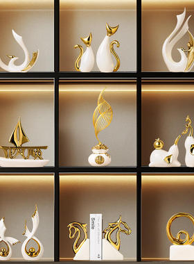 高颜值轻奢摆件玄关客厅酒柜电视机柜办公室装饰品新房子乔迁礼物