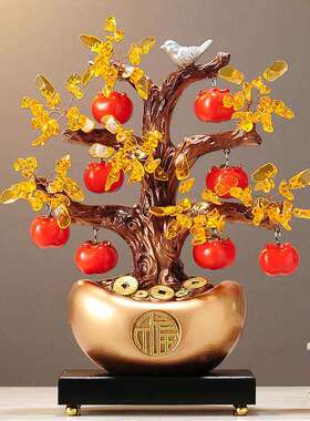 发财树摇钱树金元宝新中式摆件办公室前台酒柜装饰乔迁开业礼物品
