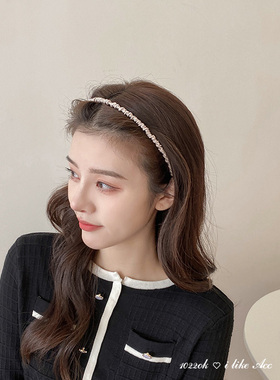 韩国高级感黑色褶皱发箍女简约气质发捆发箍外出细款发卡头饰发饰