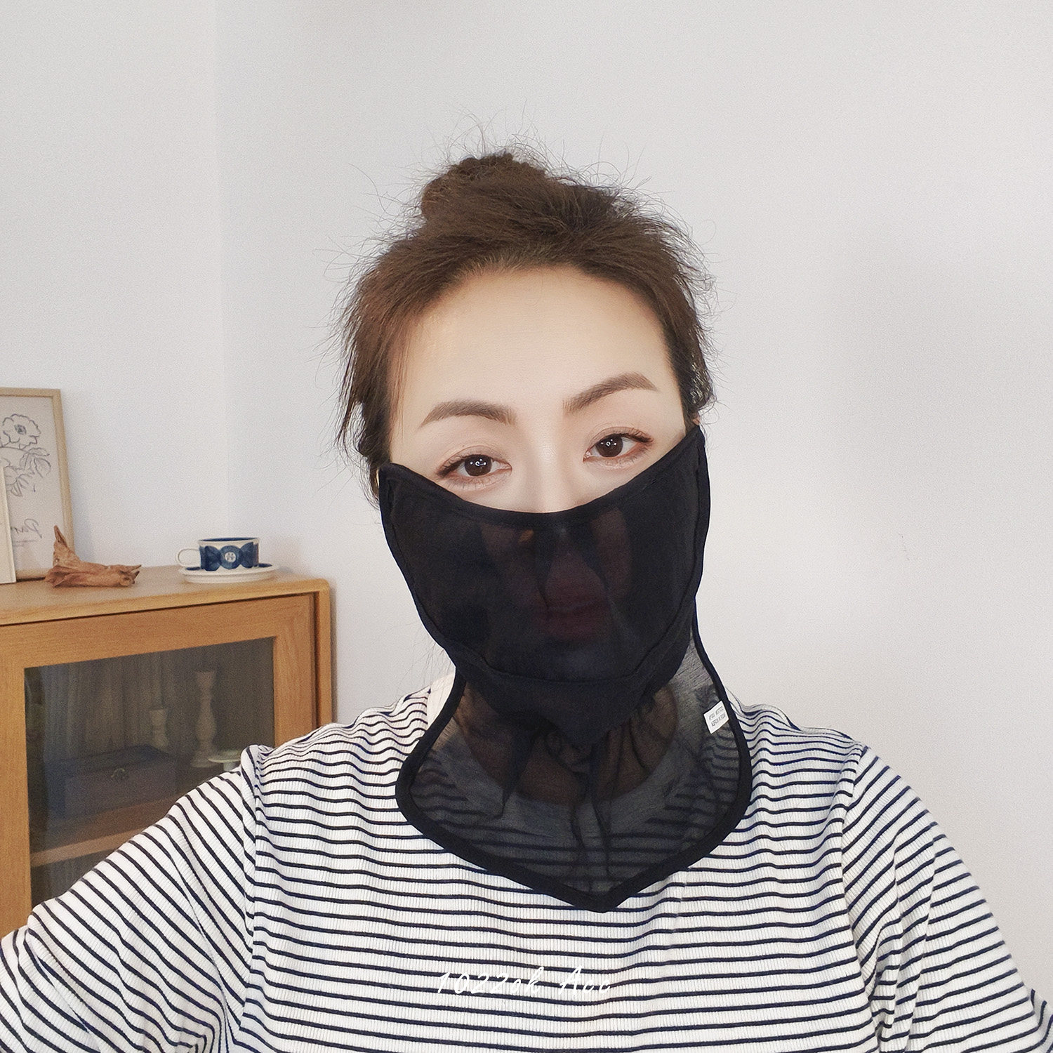 韩国进口纯棉防晒面罩夏季开车骑行轻薄透气护颈遮阳口罩女可水洗
