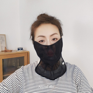 韩国进口纯棉防晒面罩夏季开车骑行轻薄透气护颈遮阳口罩女可水洗