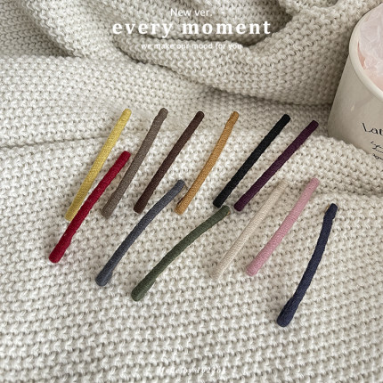 韩国代购简约金属一字夹碎发夹彩色毛线缠绕刘海夹侧边发夹女发饰
