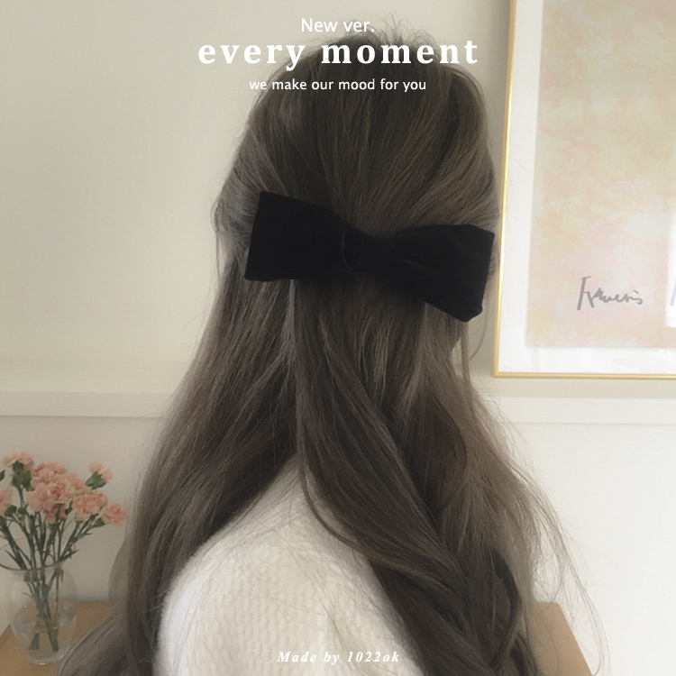 高端黑色发夹韩国简约丝绒蝴蝶结