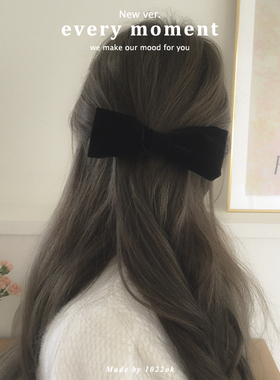 丝绒蝴蝶结头饰发夹高端黑色发卡一字夹发夹后脑勺韩国简约侧边夹