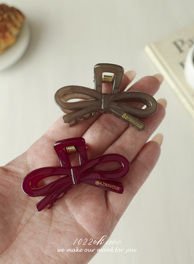 韩国进口AZ甜美蝴蝶结抓夹女发饰后脑勺半扎发夹鲨鱼夹中偏小号