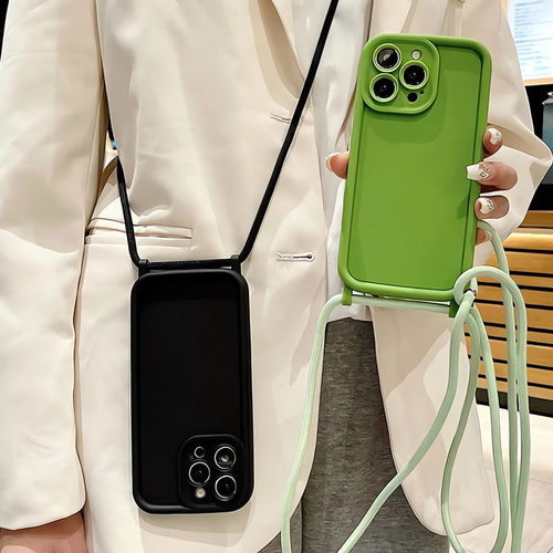 挂绳苹果16手机壳适用iPhone14ProMax case strap cover 15plus phone case 78带斜跨绳磨砂13防摔12保护套17