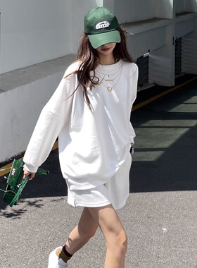 南晨九月 美式风格25春新款刺绣领口设计慵懒风宽松运动套装女