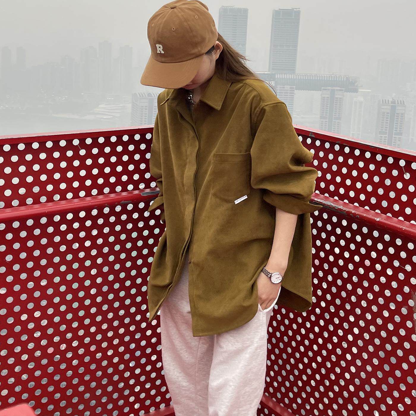 【限时清仓】尝试了都说显白的特调橄榄绿衬衫女小众品味衬衣