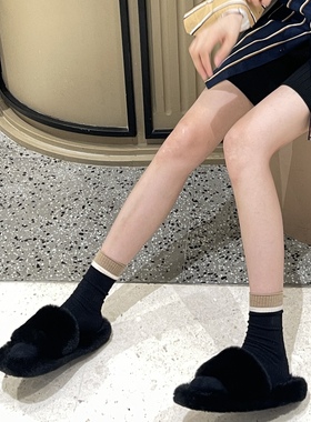 南晨九月 黑色中筒袜女春秋季款 一切露腿LOOK皆可搭的袜子